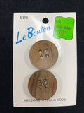 Button Wood Set of 2 Vintage - Natural