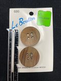 Button Wood Set of 2 Vintage - Natural