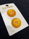 Button Plastic Set of 2 Vintage - Golden Yellow