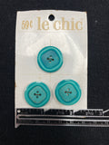 Button Plastic Set of 3 Vintage - Marbled Teal Green