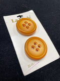 Button Plastic Set of 2 Vintage - Golden Yellow