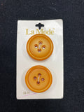 Button Plastic Set of 2 Vintage - Golden Yellow