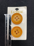 Button Plastic Set of 2 Vintage - Golden Yellow
