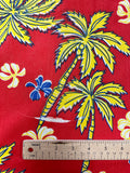2 1/2 YD Cotton Vintage - Red with Yellow Palm Trees