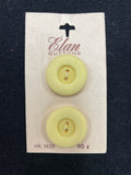 Button Plastic Set of 2 Vintage - Yellow