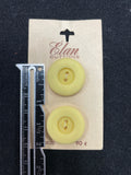 Button Plastic Set of 2 Vintage - Yellow