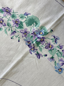 1993 Quilting Cotton Collar Panel - White with Purple Violets
