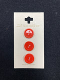 Button Plastic Set of 3 Vintage - Red or Purple
