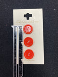 Button Plastic Set of 3 Vintage - Red or Purple