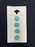 Button Plastic Set of 4 - Pearlescent Aqua