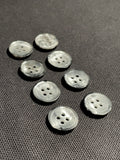 Buttons Plastic Set of 6 or 8 - Marbled Gray with Black Backs