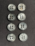 Buttons Plastic Set of 6 or 8 - Marbled Gray with Black Backs