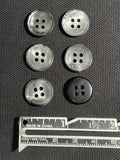 Buttons Plastic Set of 6 or 8 - Marbled Gray with Black Backs