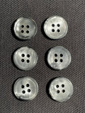 Buttons Plastic Set of 6 or 8 - Marbled Gray with Black Backs