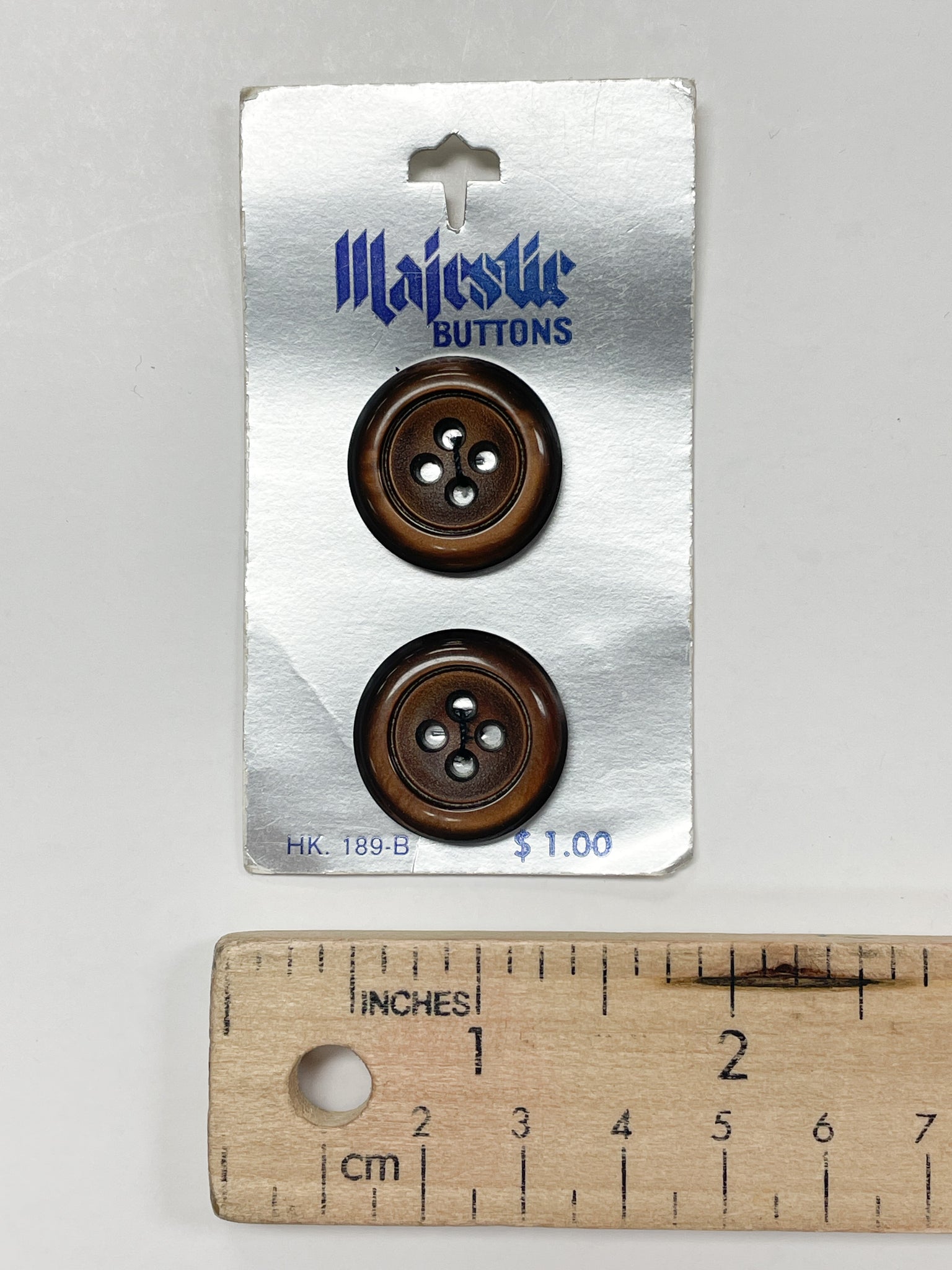 Buttons Set of 2 Plastic Vintage - Brown