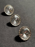 Buttons Plastic Set 3 Vintage - Silver with Large Rhinestones