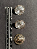 Buttons Plastic Set 3 Vintage - Silver with Large Rhinestones