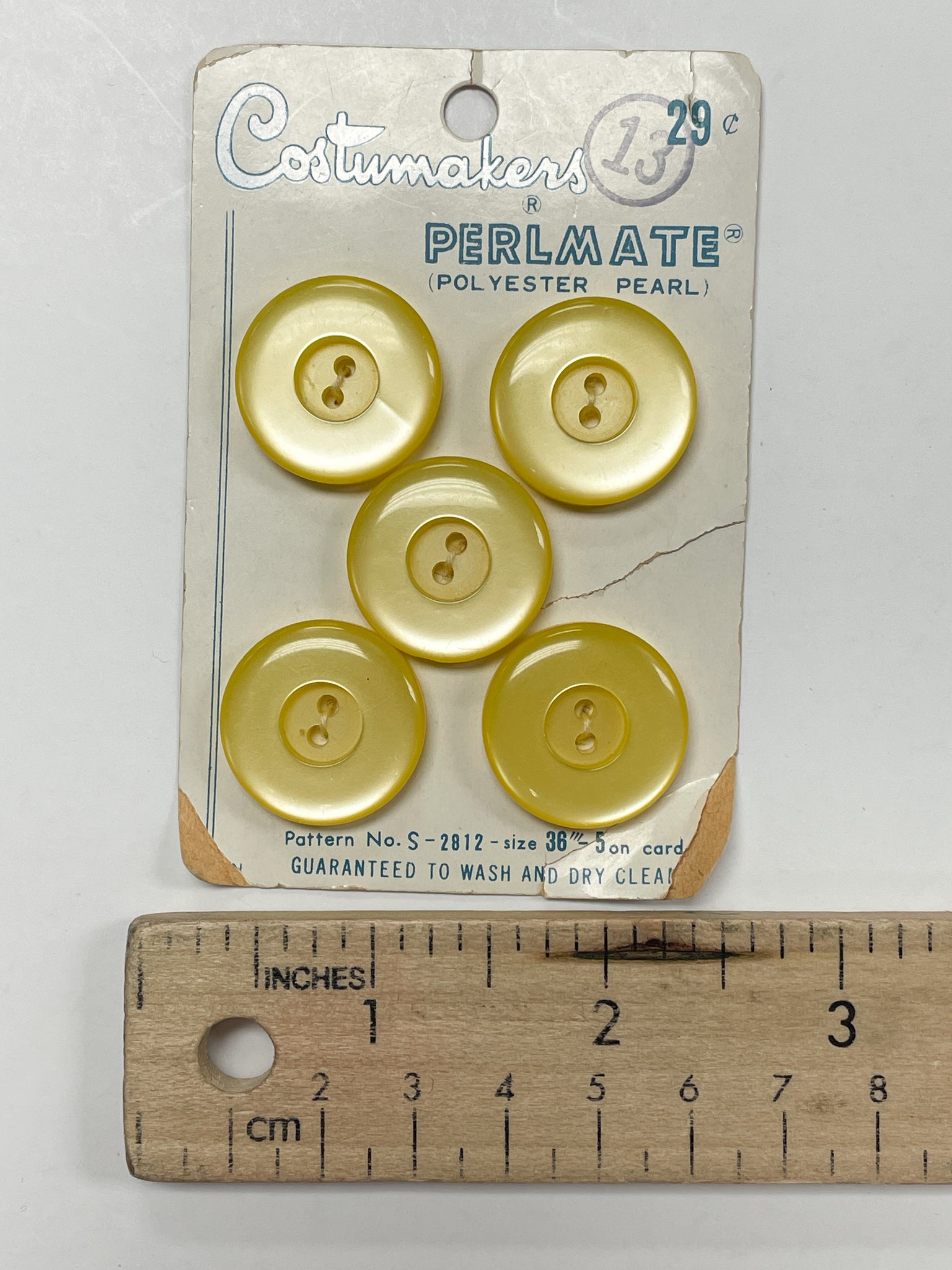 Buttons Set of 5 Vintage - Yellow