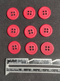 Buttons Plastic Set of 9 - Red