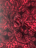 2 1/4 YD Nylon Stretch Knit - Tomato Red and Black Paisley