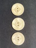 Buttons Plastic Set of 3 Vintage - Worn White with Diamond Center