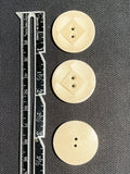 Buttons Plastic Set of 3 Vintage - Worn White with Diamond Center