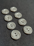 Buttons Plastic Set of 8 Vintage - Gray with Swirled Edge