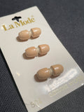 Buttons Wood Toggle Set of 3 Vintage - Light Beige