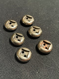 Buttons Metal Set of 8 Vintage - Silver-Tone with Diamond Center