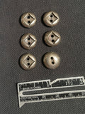 Buttons Metal Set of 8 Vintage - Silver-Tone with Diamond Center
