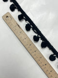 SALE Cotton Ball Fringe By-the-Yard Vintage - Black