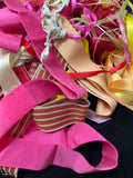 Ribbon Remnant Bundle - Pinks, Reds, Oranges and Yellows 1/2 POUND