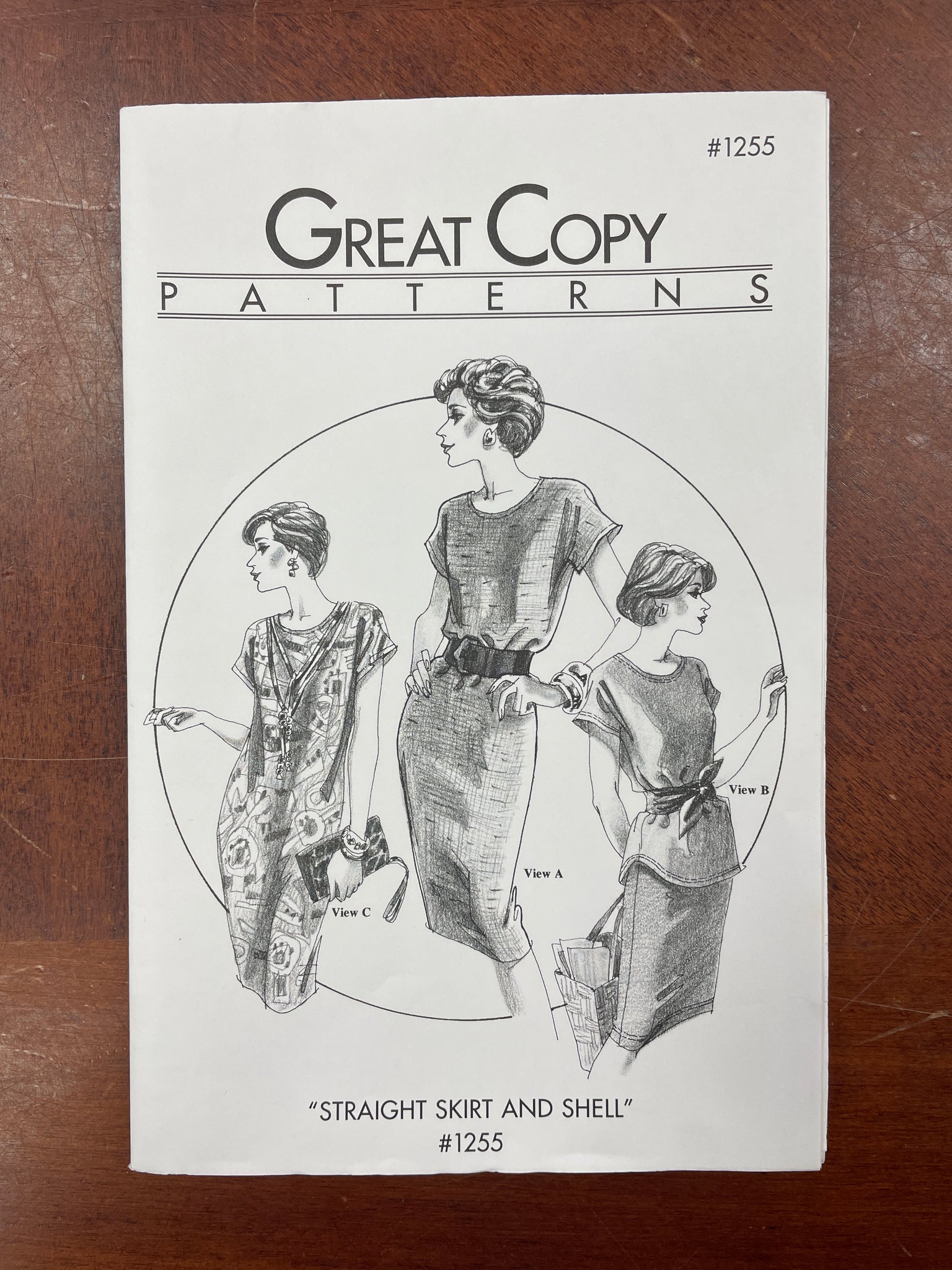 1980s Great Copy Patterns 1255 Pattern - Straight Skirt and Shell FACTORY FOLDED