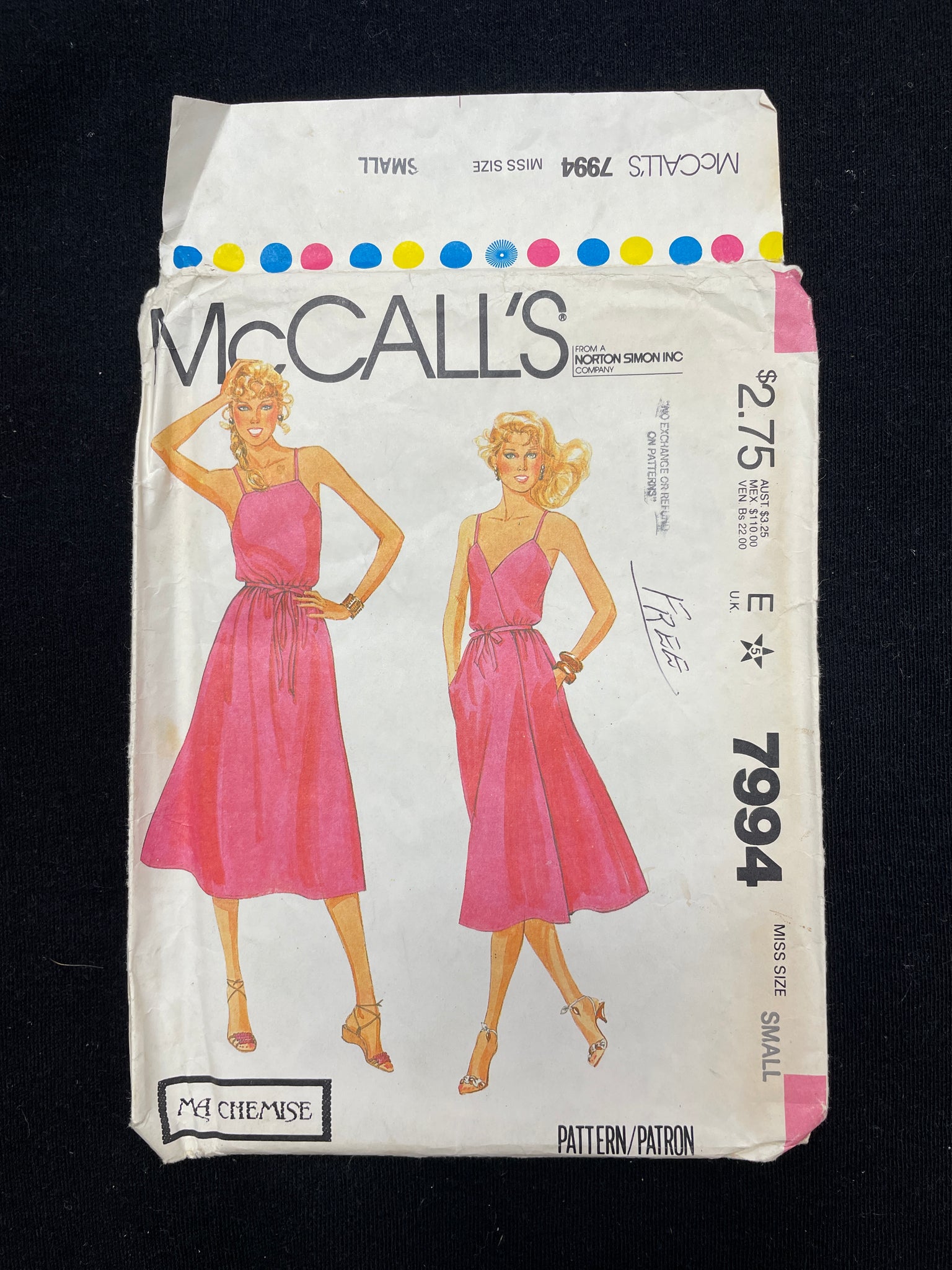 1982 McCall's 7994 Sewing Pattern - Wrap Dress FACTORY FOLDED