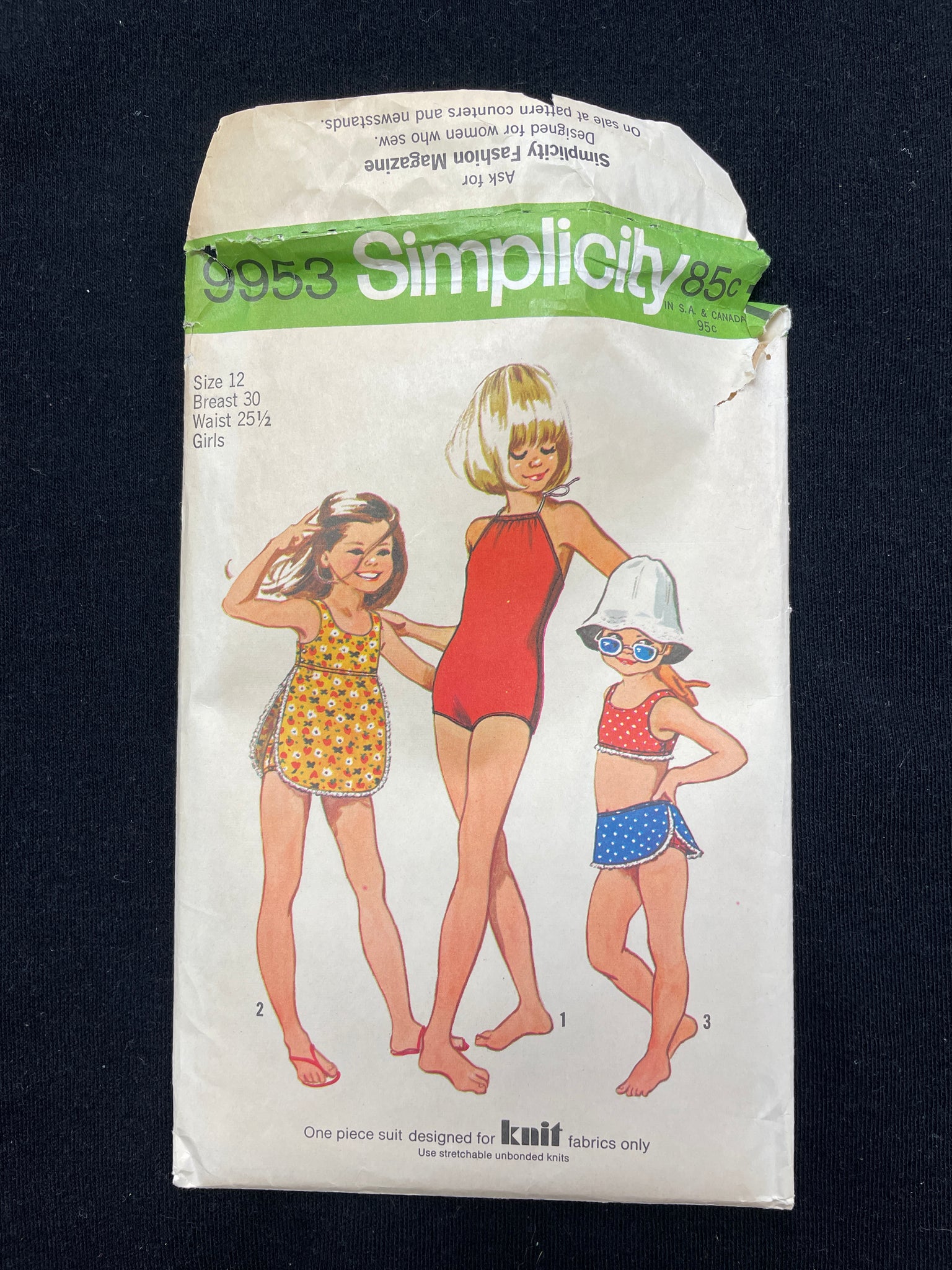 1972 Simplicity 9953 Sewing Pattern - Child's Bathing Suits