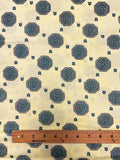 4 YD Cotton Vintage - Yellow with Black and Green Octagonal Medallions