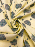 4 YD Cotton Vintage - Yellow with Black and Green Octagonal Medallions