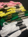 Bundle of DMC Broder 6-Strand Embroidery Floss - Pinks, Yellows, Greens, and White