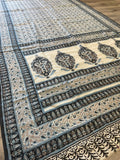 6 YD Silk Sari Vintage - Blue, Black, Ecru, and Off White