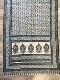 6 YD Silk Sari Vintage - Blue, Black, Ecru, and Off White