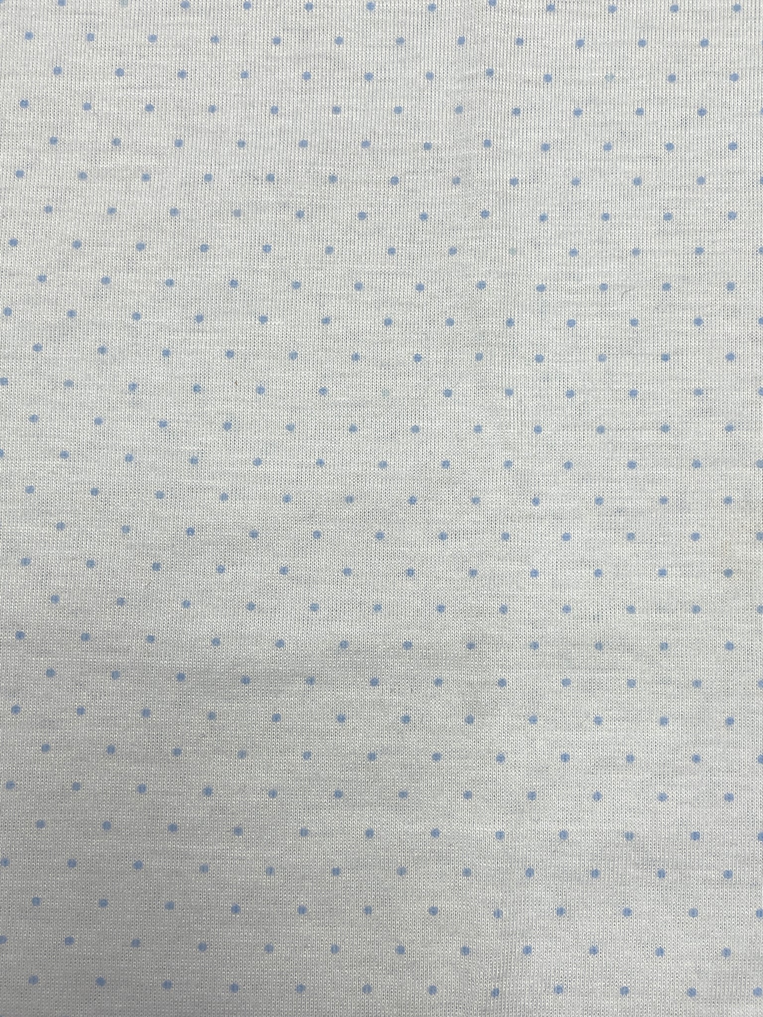 1 7/8 YD Cotton Blend Knit - White with Small Light Blue Dots