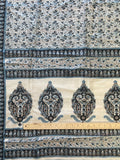6 YD Silk Sari Vintage - Blue, Black, Ecru, and Off White