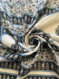 6 YD Silk Sari Vintage - Blue, Black, Ecru, and Off White