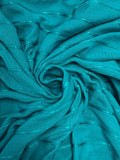 1 1/2 YD Poly Blend Knit - Teal with Rayon Dimension Stripes