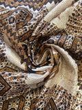 6 YD Silk Sari Vintage - Navy Blue and Tan on Off White