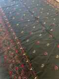 Cotton Embroidered - Black with Red and Metallic Gold Embroidery with Sequins and Borders