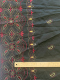 Cotton Embroidered - Black with Red and Metallic Gold Embroidery with Sequins and Borders