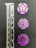 Button Plastic Set of 3 Vintage - Clear Purple with Star Centers