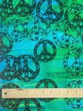 Cotton - Various Batik Color Combinations with Black Floral Peace Signs