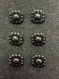 Button Plastic Set of 6 Vintage - Black Domes Over Dimensional Lines